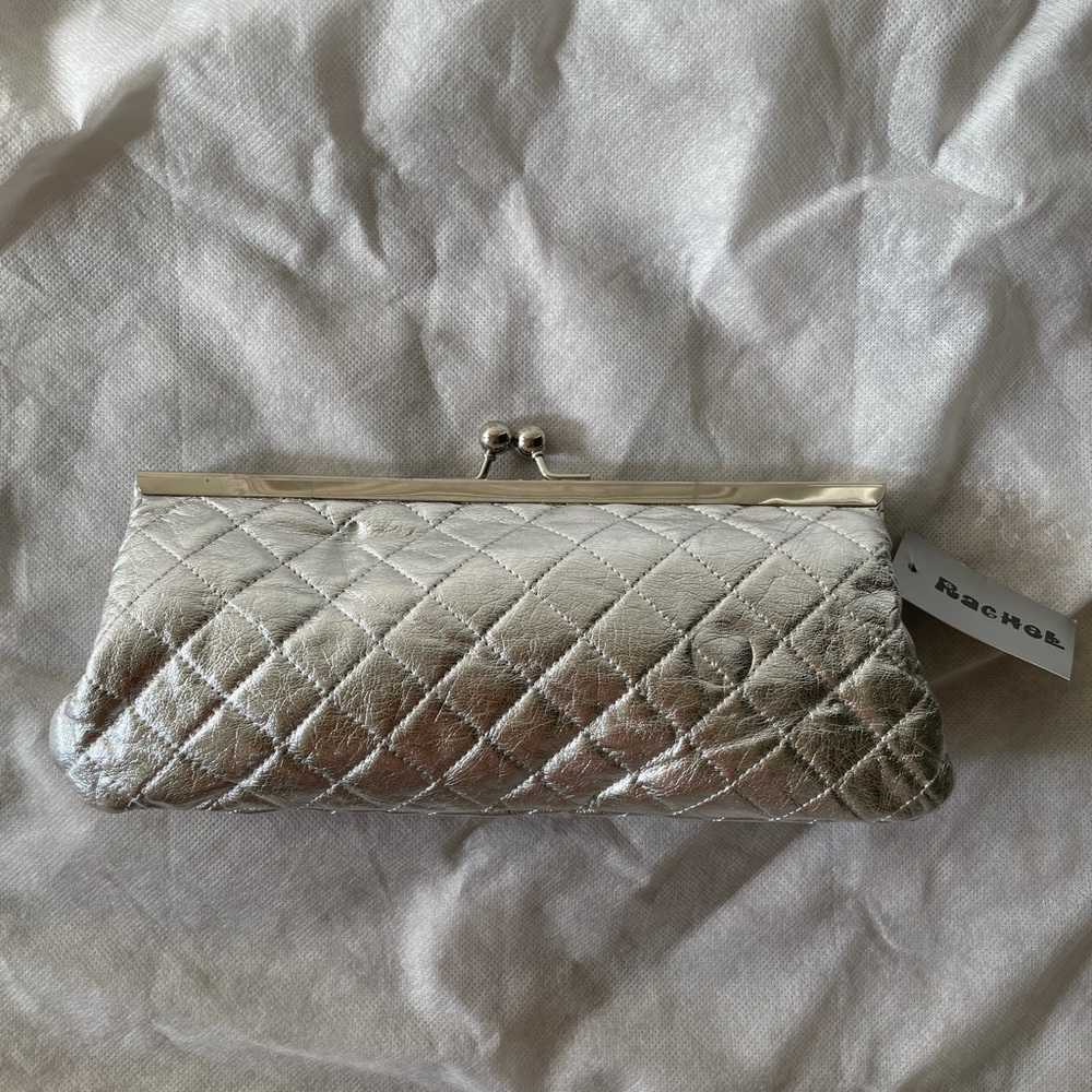 BNWT Metallic Silver Clutch with chain
